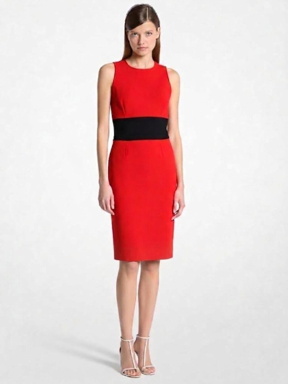Michael Kors Collection Runway Red Black Colorblock Wool Dress Sz 4